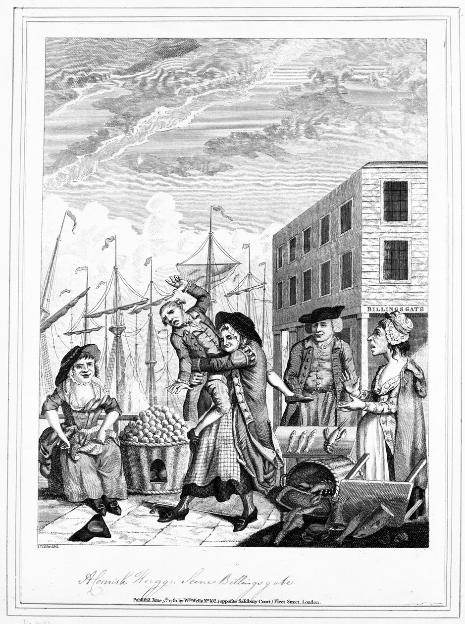 En kornisk klem i Billingsgate, 1781 av John Nixon