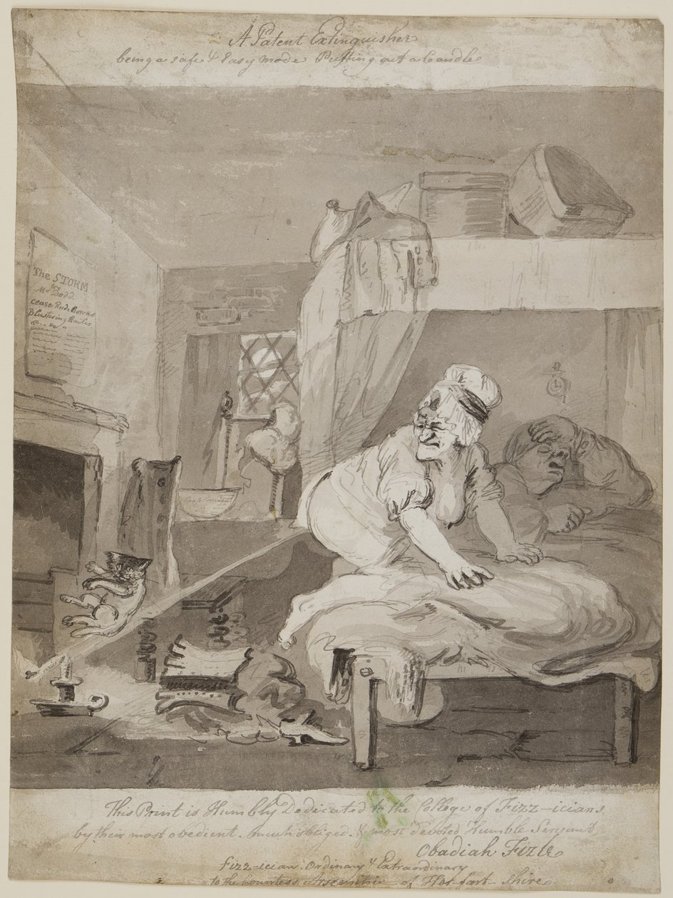 Et patentslukningsapparat, som er en trygg og enkel modus Å sette ut et stearinlys, 1801 (penn, pensel og blekk på papir) av John Nixon