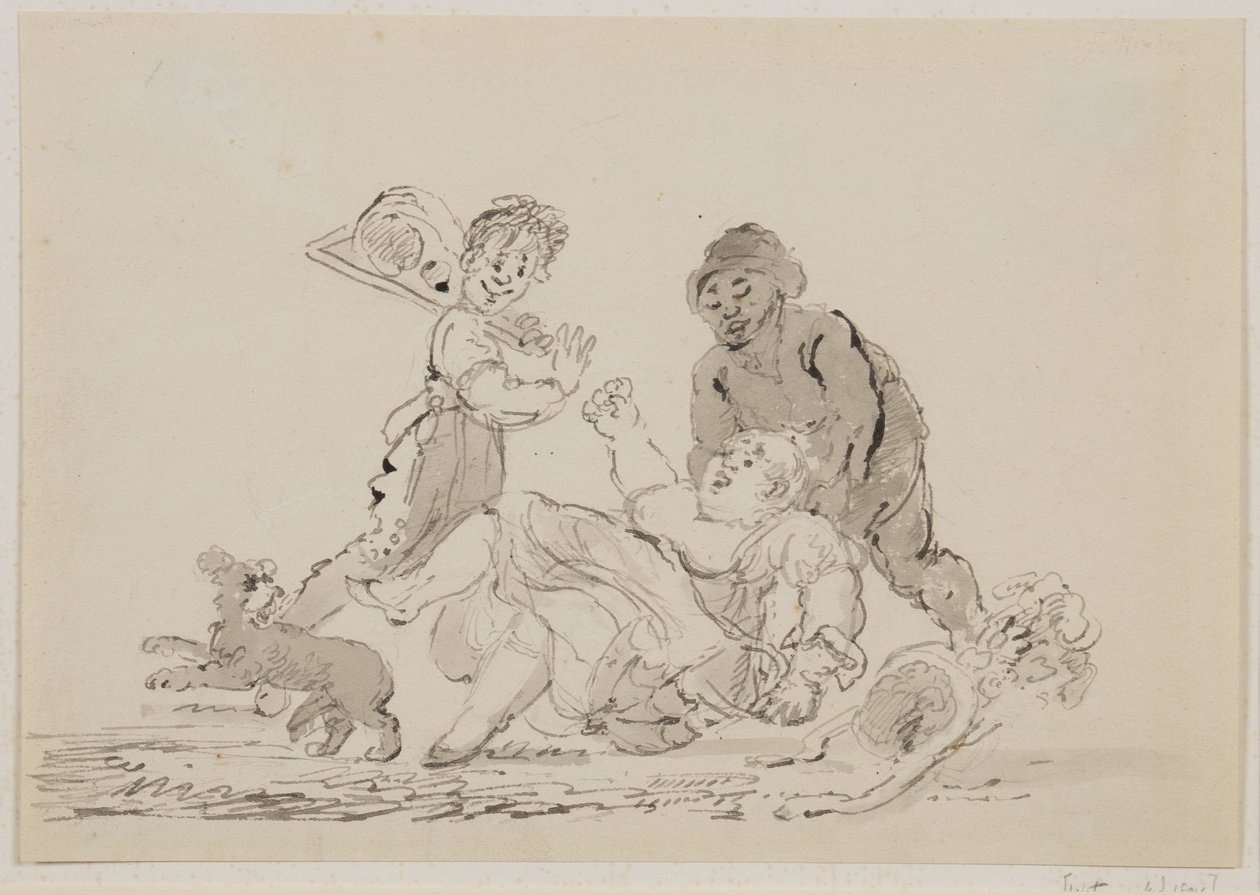 A Street Accident, 1804 (penn, pensel og blekk på papir) av John Nixon
