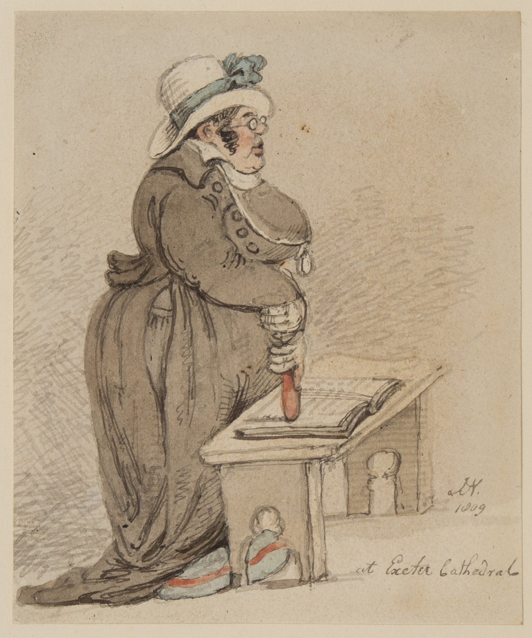I Exeter Cathedral, 1809 (penn, blekk, pensel og wc på papir) av John Nixon
