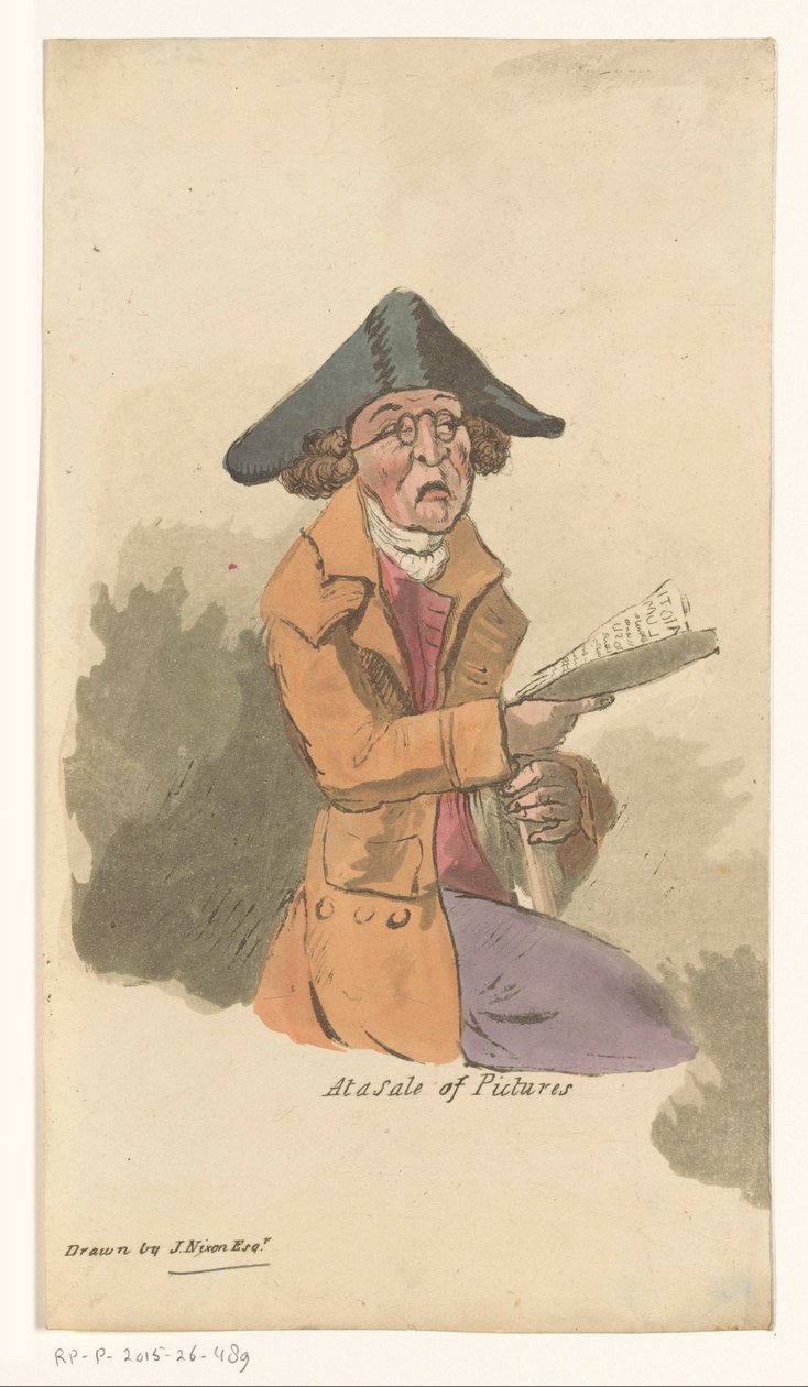 Mann på en maleriauksjon Ved salg av bilder (tittel på objekt) av John Nixon