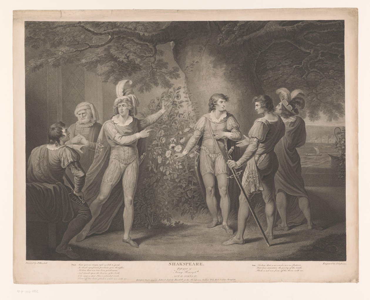 Richard Plantagenet og jarlen av Somerset ved Rose Bushes Shakespeare (tittel på objekt) av John Ogborne (I)