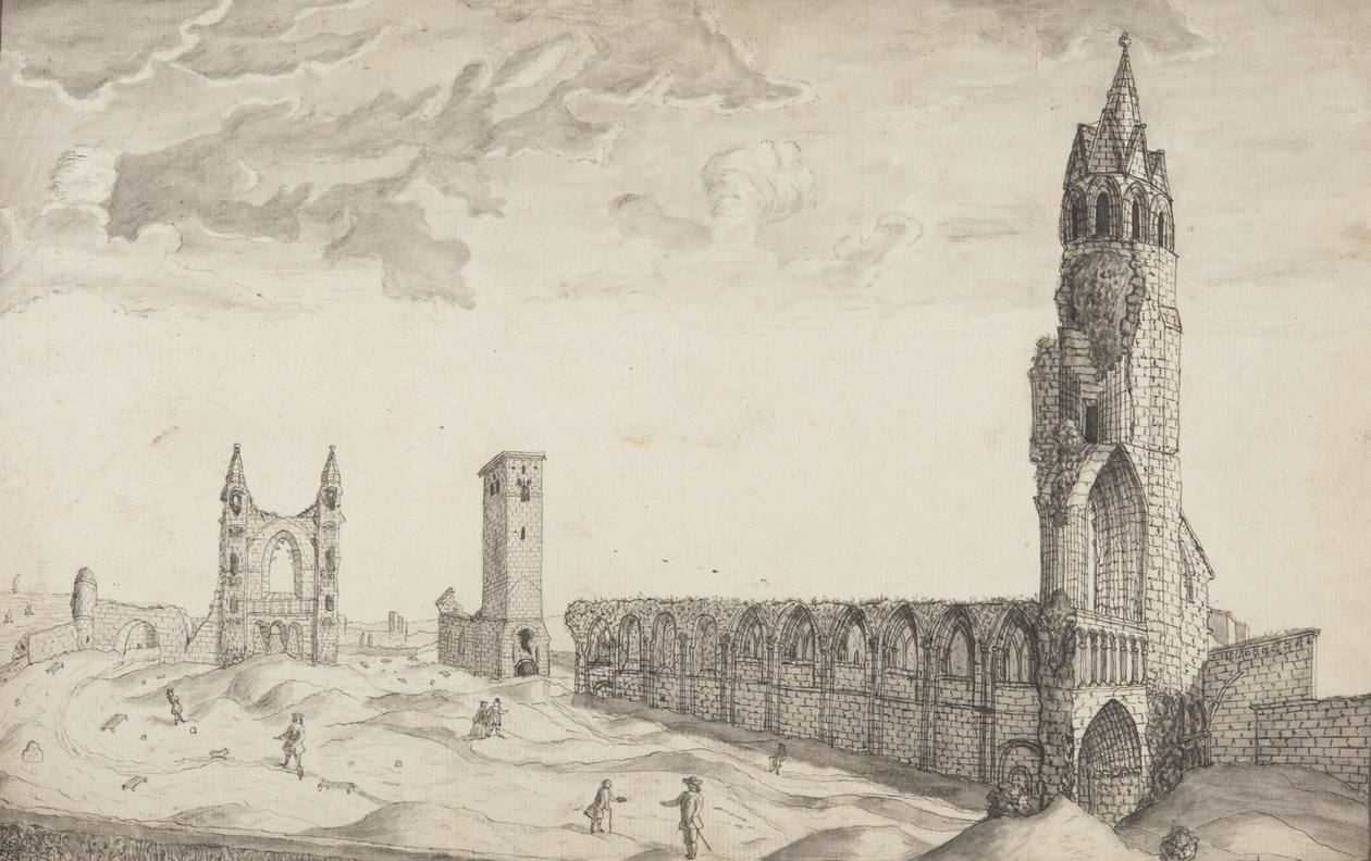 St Andrews Delineated (penn og vask på papir) av John Oliphant