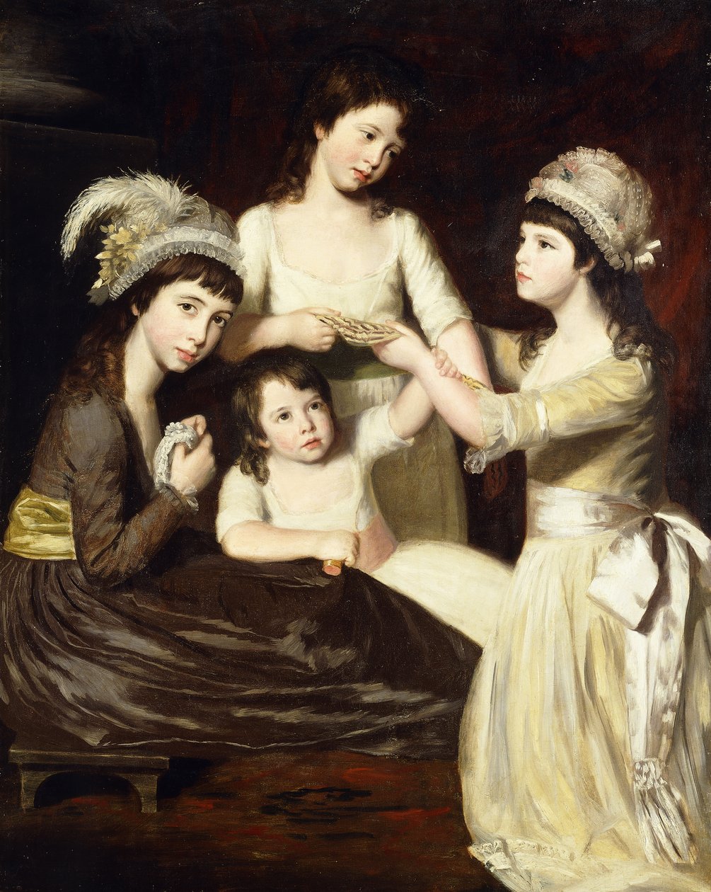 Gruppeportrett av Mary, Charlotte, Caroline og Eliza, døtrene til Christopher og Anne Gullett, av John Opie