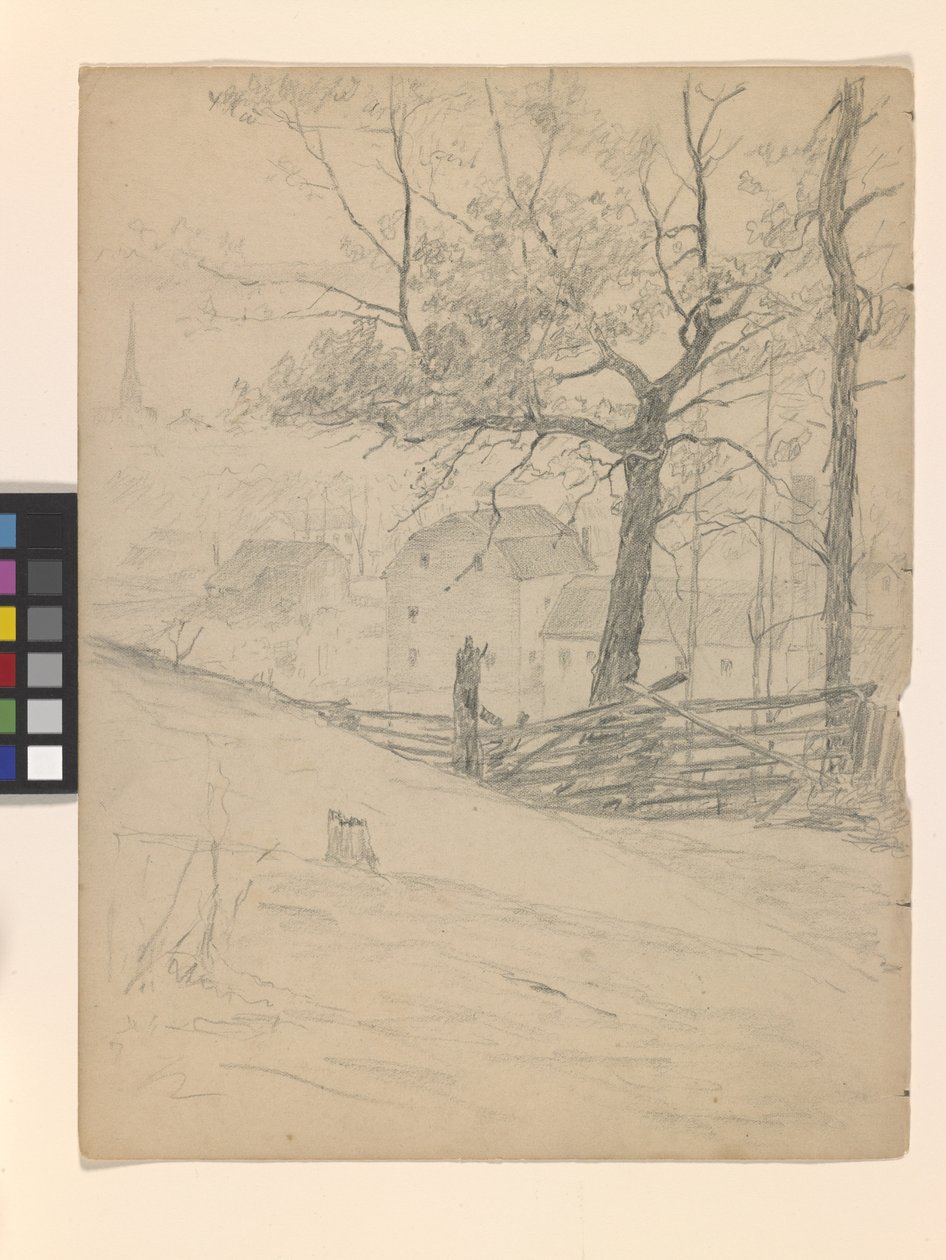 Study For The Old Mills At Brookville (blyant på off-white papir) av John Otis Adams