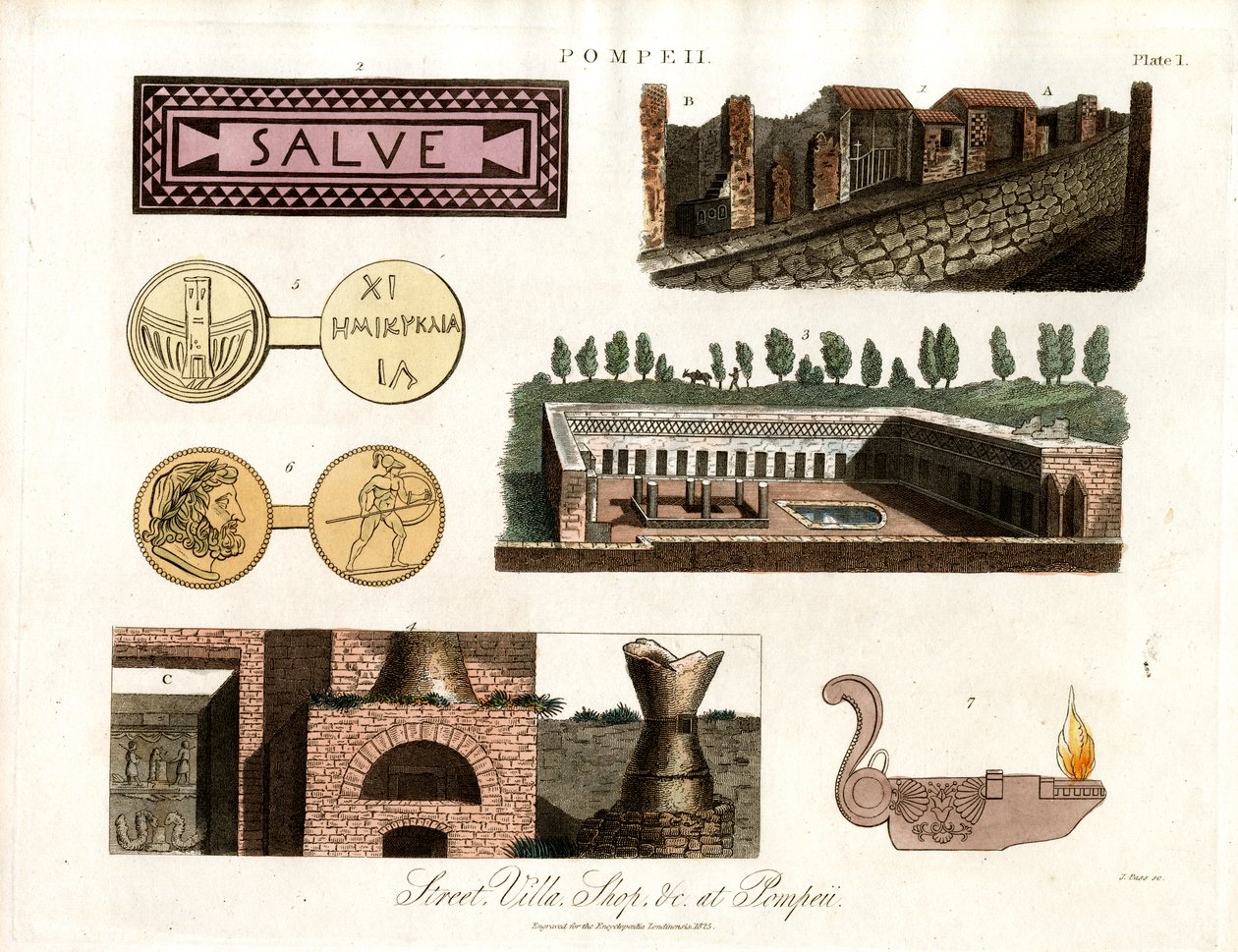Gamle gjenstander og bygninger i Pompeii av John Pass