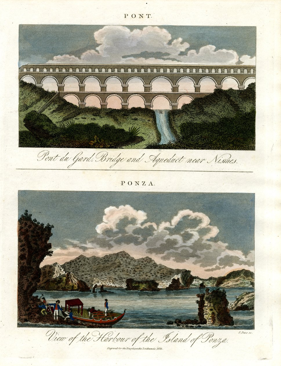 Historiske broer - Pont du Gard og havnen i Ponza av John Pass