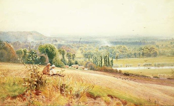 Utsikt fra Hedsor Hill på Themsen nær Cookham av John Pedder