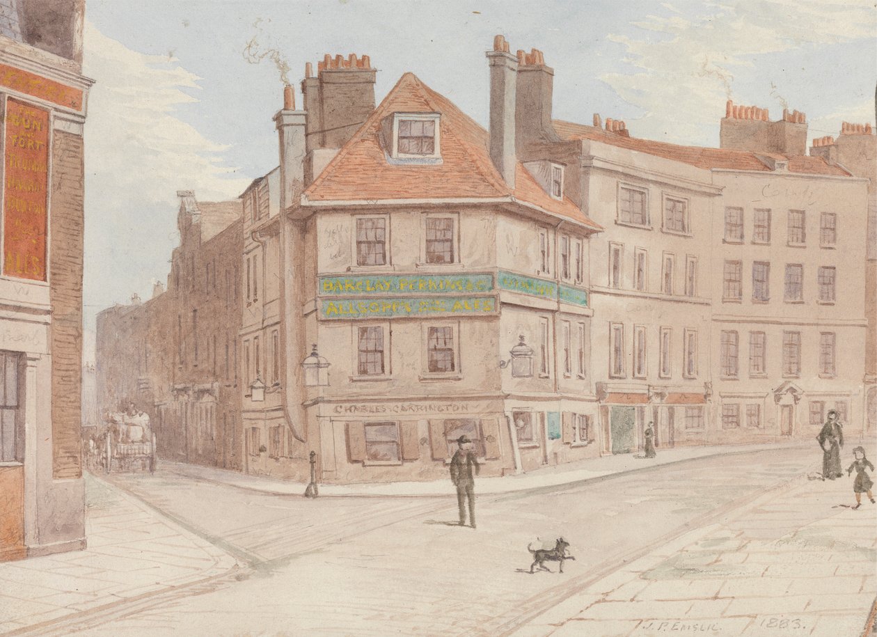 Northumberland Head Inn på hjørnet av Fort St. og Gun St., Spitalfields av John Phillipps Emslie