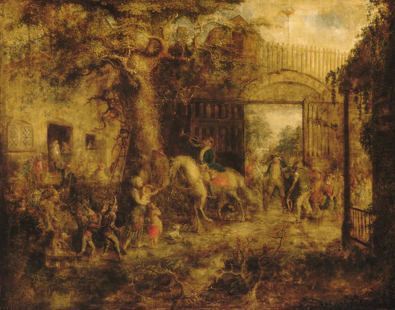 The Vigilant Stuyvesants Wall Street Gate, 1863. av John Quidor