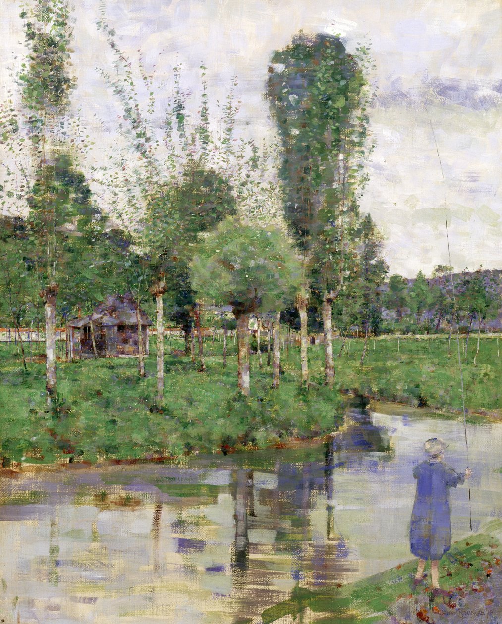 On the River, Sainte-Gertrude, Caudebec, Normandie (olje på lerret) av John Quinton Pringle