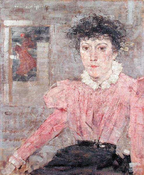 Den rosa blusen (olje på lerret) av John Quinton Pringle