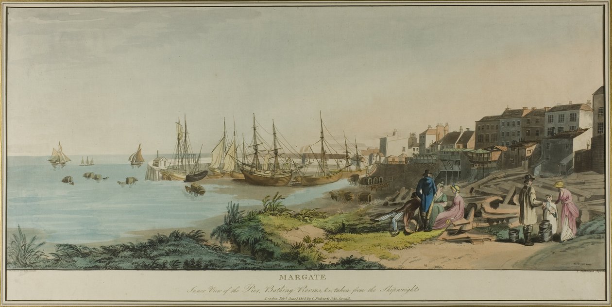Margate, indre utsikt over bryggen, baderom, og tatt fra Shipwrights av John Raphael Smith