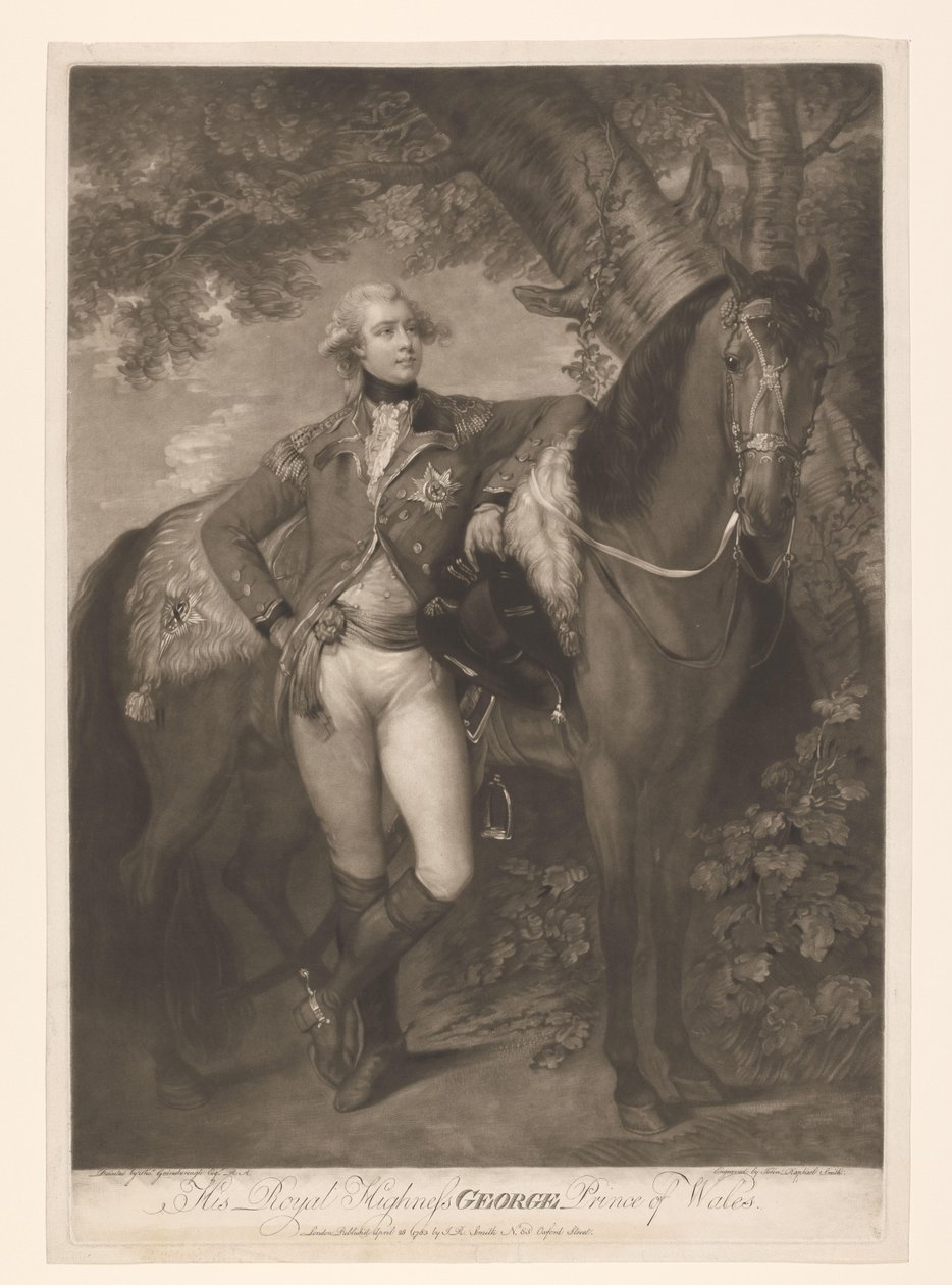 Portrett av George IV som prins van Wales Hans kongelige høyhet George Prince of Wales (tittel på objekt) av John Raphael Smith
