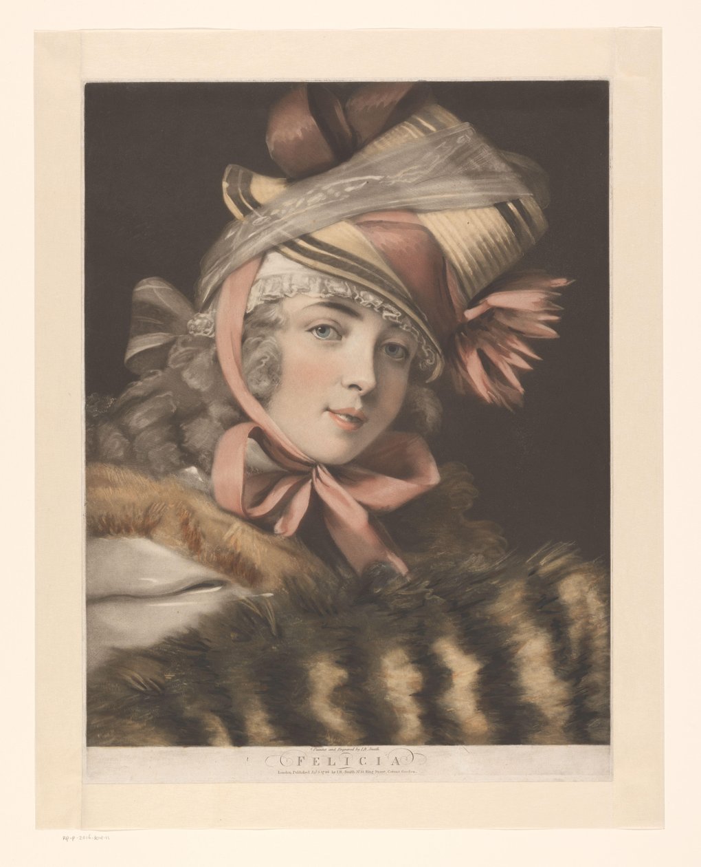 Portrett av en skuespillerinne, muligens Louise-Rosalie Lefebvre Felicia (tittel på objekt) Seks portretter av skuespillerinner (serietittel) av John Raphael Smith