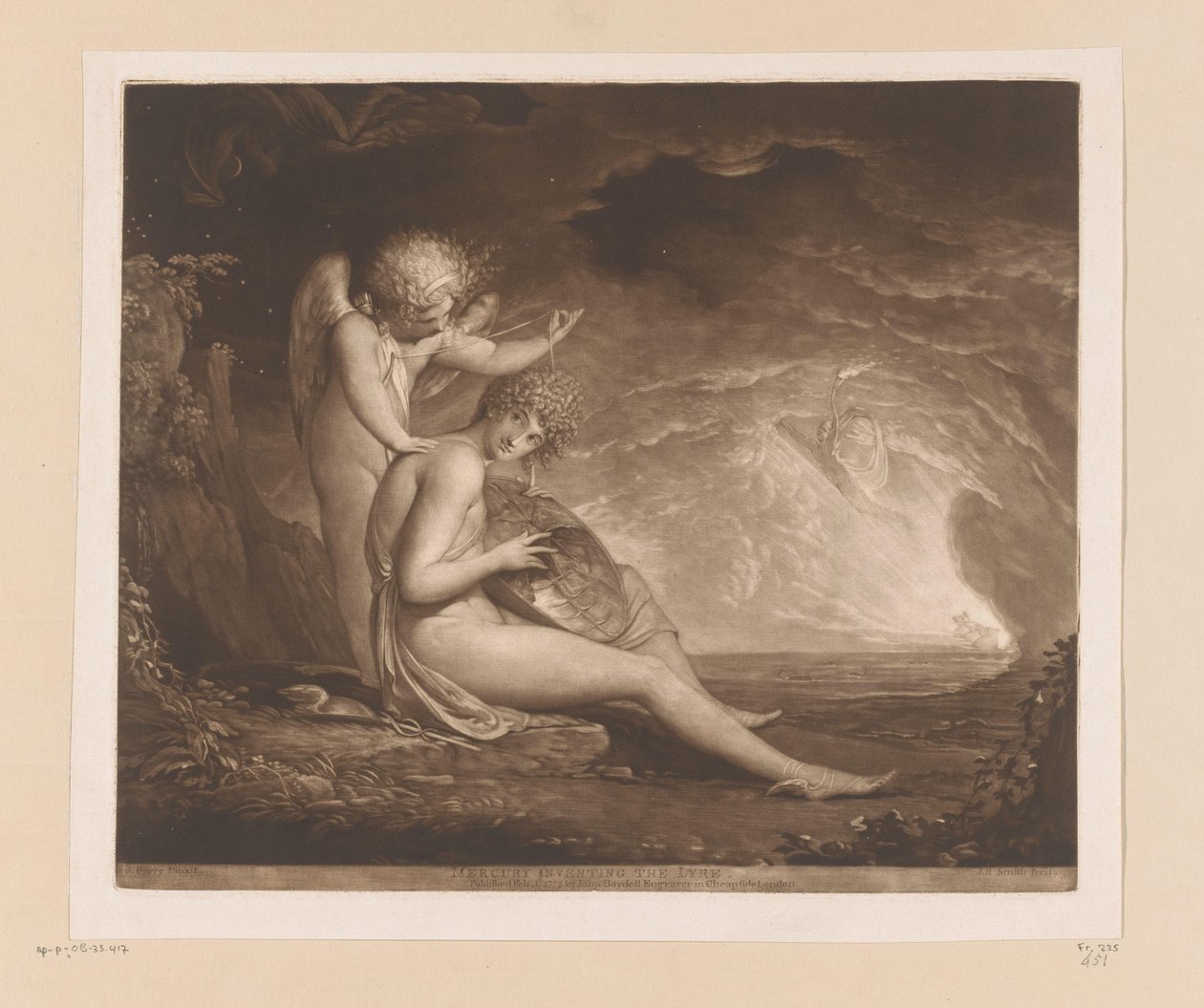 Oppfinnelsen av lyren av Mercury Mercury oppfinner lyren (tittel på objekt) av John Raphael Smith