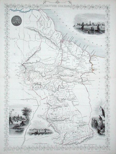 British Guyana, fra en serie med verdenskart utgitt av John Tallis & Co., New York og London av John Rapkin
