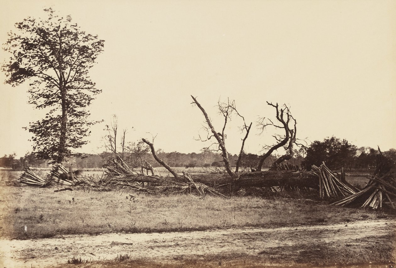 Extreme Line of Confederate Works, Cold Harbor., april 1865 (albumintrykk montert på vevd papir) av John Reekie