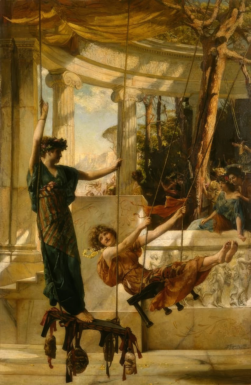 J.R.Weguelin, Swing Festival / maleri, 1885 av John Reinhard Weguelin