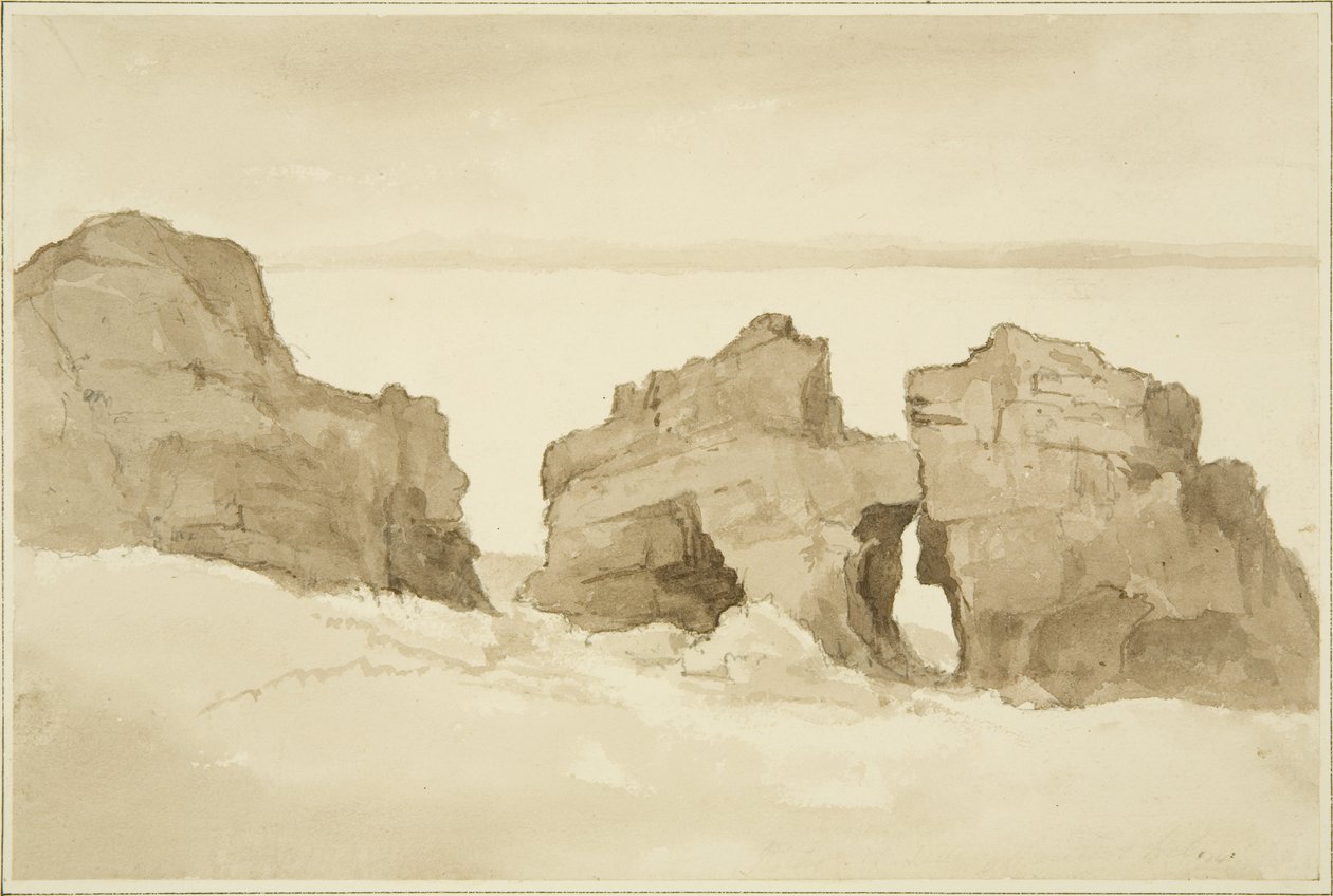 Steiner på nordsiden av Flat Holm [Castle Rock] av John Reverend Eden