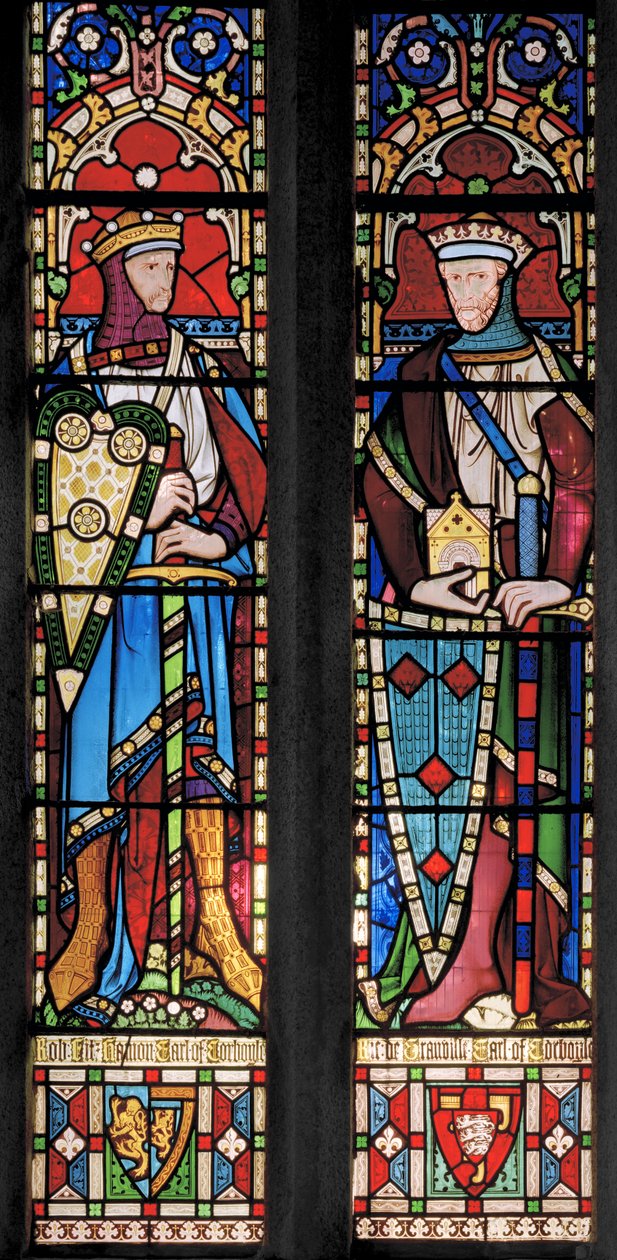 14th Century Knights, Granville-forfedre, 1859-60 (farget glass) av John Richard Clayton