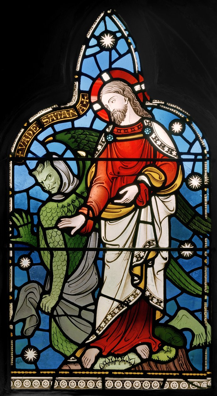 Kristus fristet, 1861 (farget glass) av John Richard Clayton