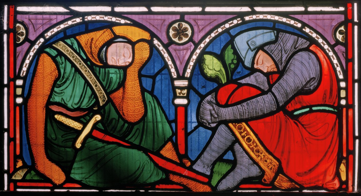 Denstone, All Saints, Clayton & Bell, John Richard Clayton (1827-1913), sleepingcowering Knights, The Resurrection, ca. 1861 av John Richard Clayton