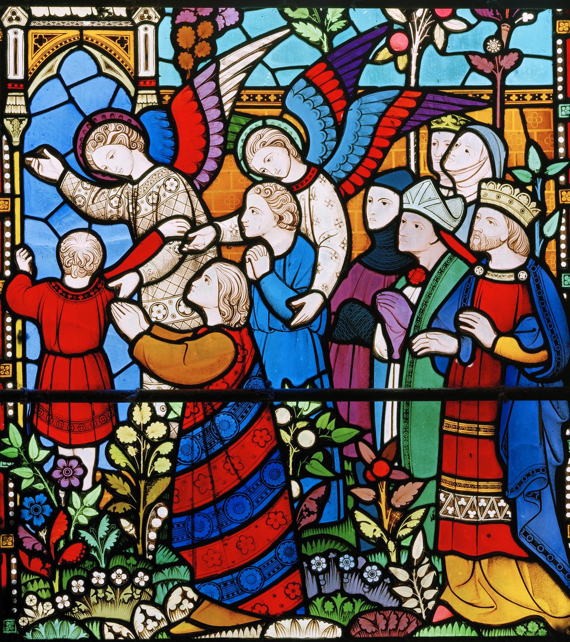The Saved, detalj fra The Last Judgement, 1860 (farget glass) av John Richard Clayton
