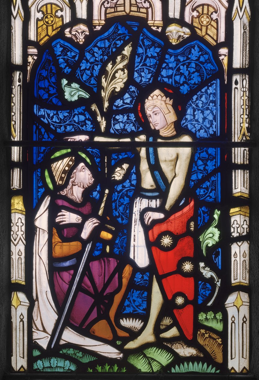 Vindu med to mannlige helgener, ca. 1860 (farget glass) av John Richard Clayton