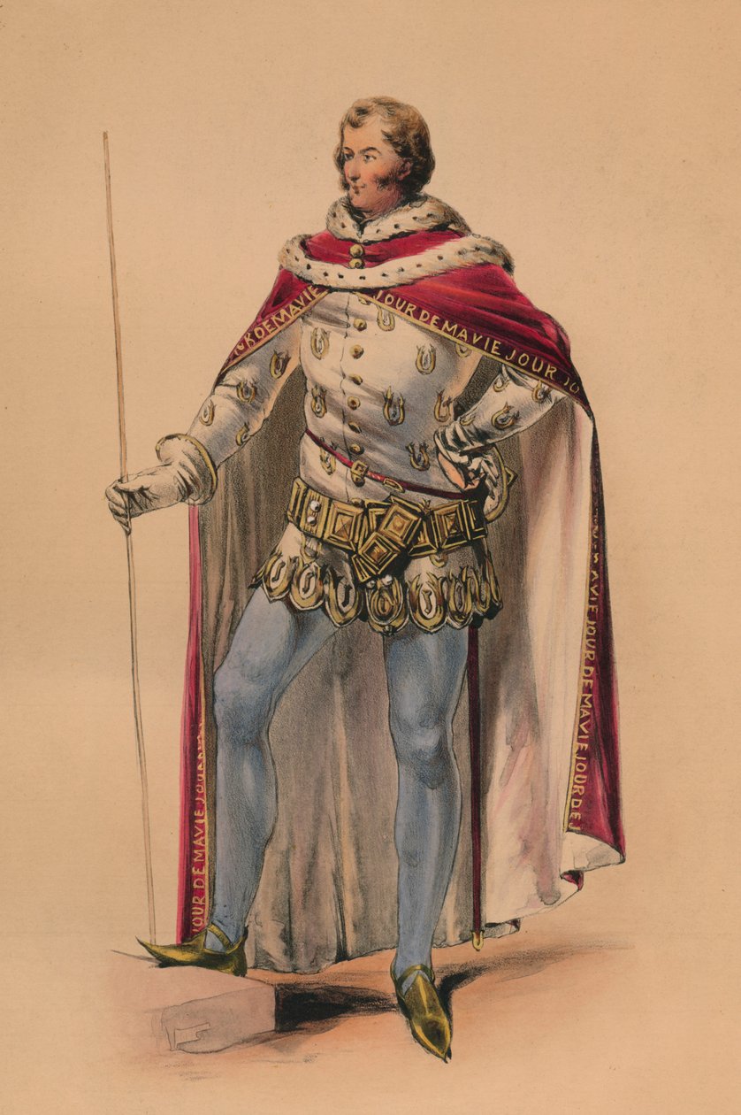 Gjest i kostyme for dronning Victorias Bal Costumé, 12. mai 1842, 1843. av John Richard Coke Smyth