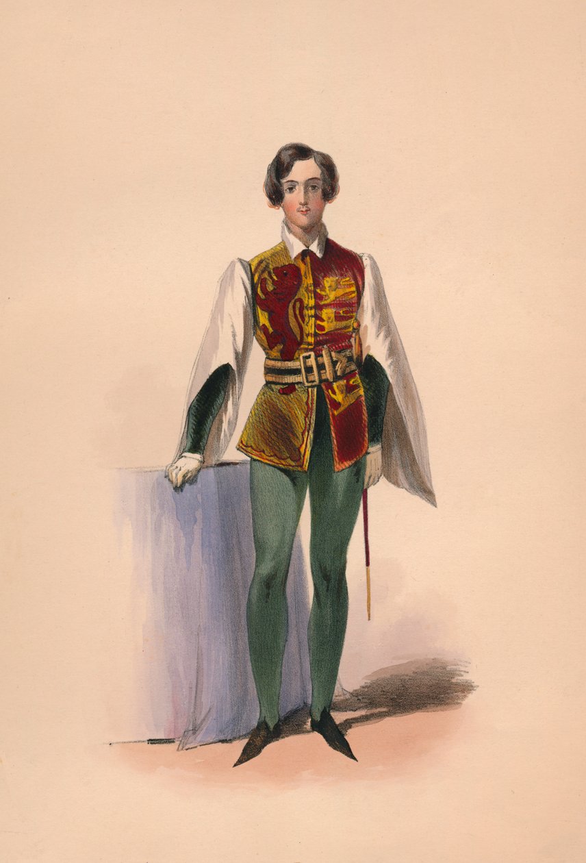 Gjest i kostyme for dronning Victorias Bal Costumé, 12. mai 1842, 1843. av John Richard Coke Smyth