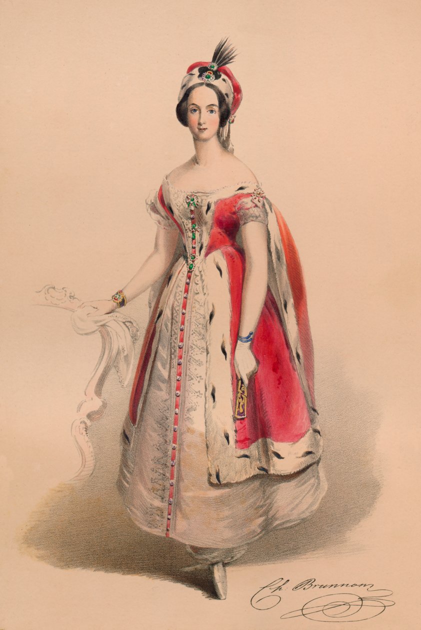 Gjest i kostyme for Queen Victorias Costume Ball, 12. mai 1842, 1843. av John Richard Coke Smyth