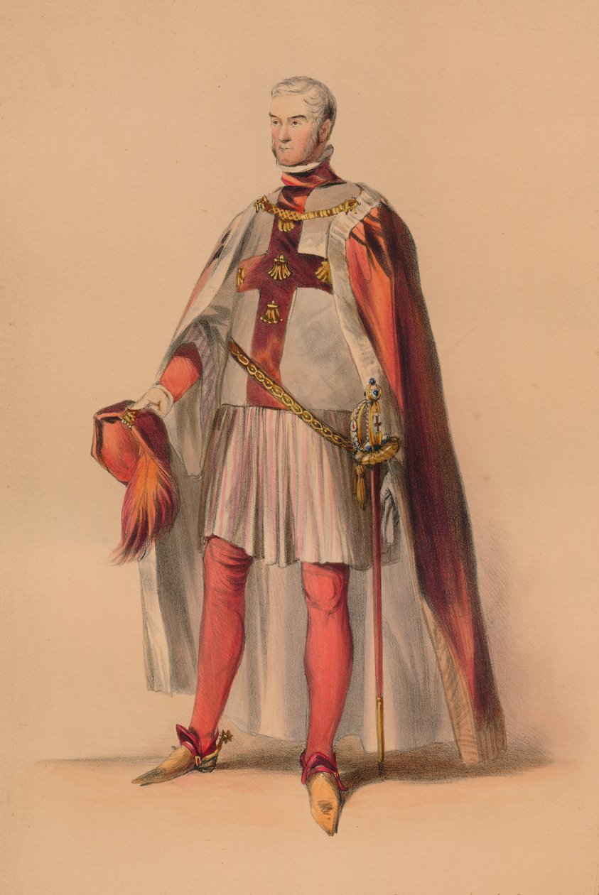 Gjest i kostyme for dronning Victorias Bal Costumé, 12. mai 1842, 1843. av John Richard Coke Smyth