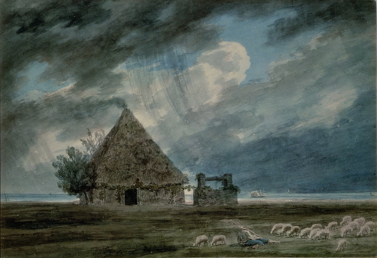 En hyrdehytte mellom Napoli og Portici av John Robert Cozens