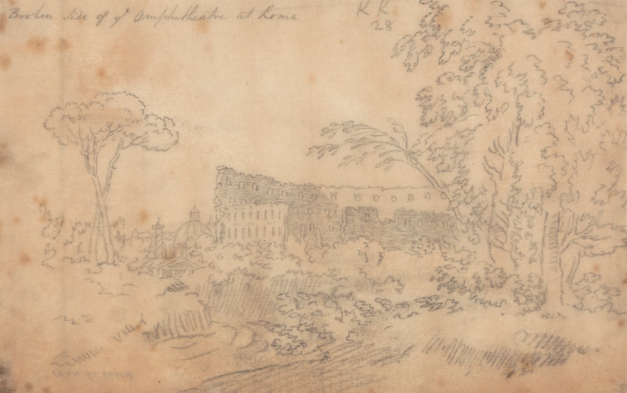 Broken Side of the Amphitheatre i Roma av John Robert Cozens