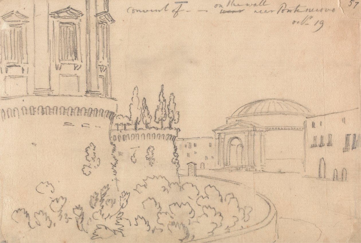 Kloster nær Ponte Nuovo, 19. oktober av John Robert Cozens