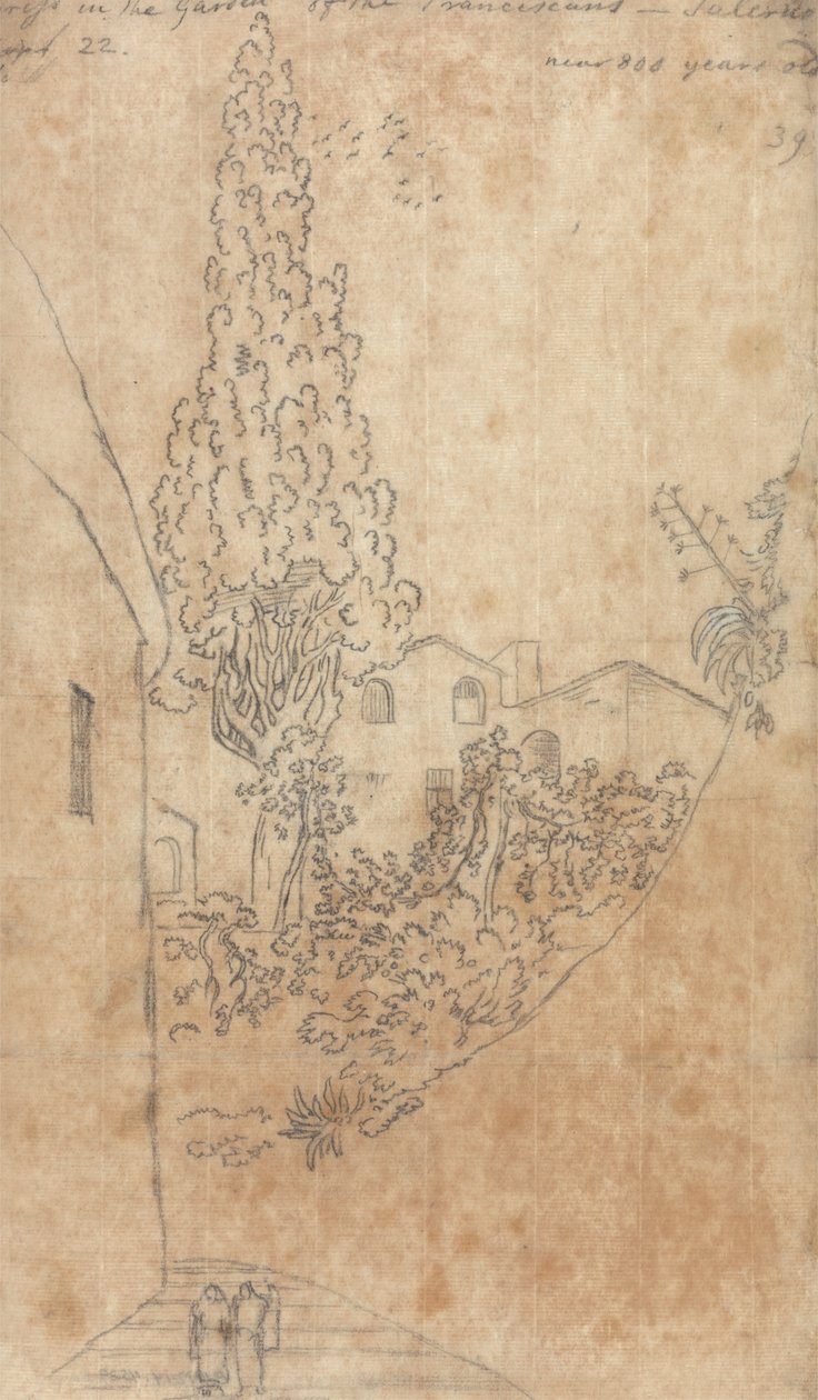 Cypress i fransiskanernes hage i Salerno av John Robert Cozens