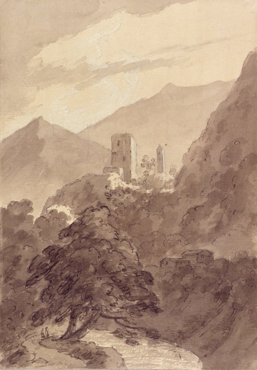 In the Grisons (penn og blekk, akvarell på papir) av John Robert Cozens