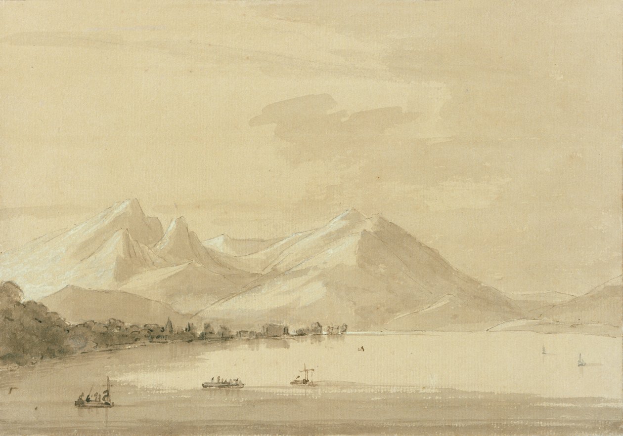 Comosjøen (blyant og vask på papir) (par 111238) av John Robert Cozens