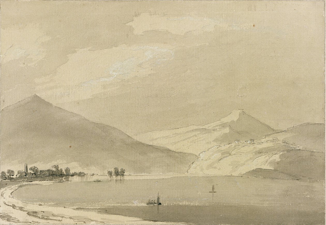 Comosjøen (blyant og vask på papir) (par 111239) av John Robert Cozens