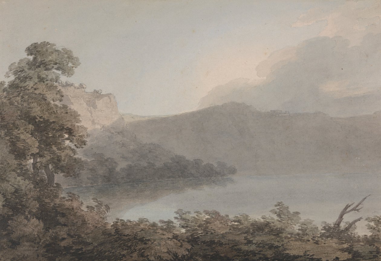 Lake of Vico mellom Roma og Firenze av John Robert Cozens