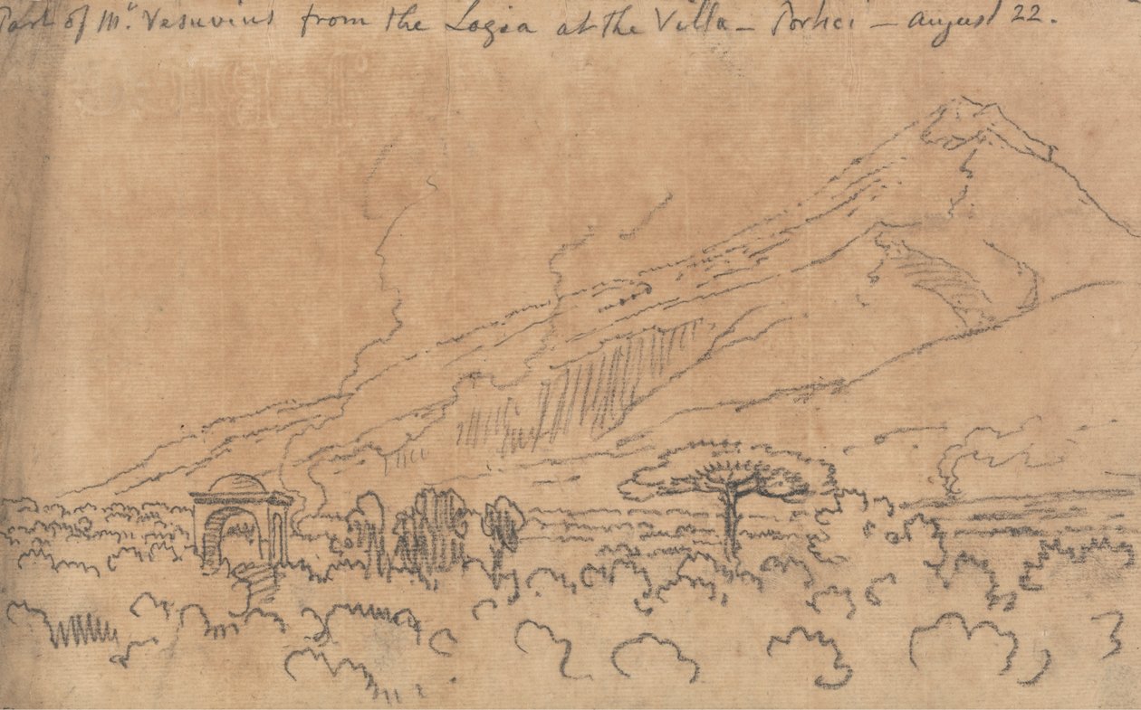 En del av Vesuv fra Loggia ved Villa, Portici, 22. august av John Robert Cozens