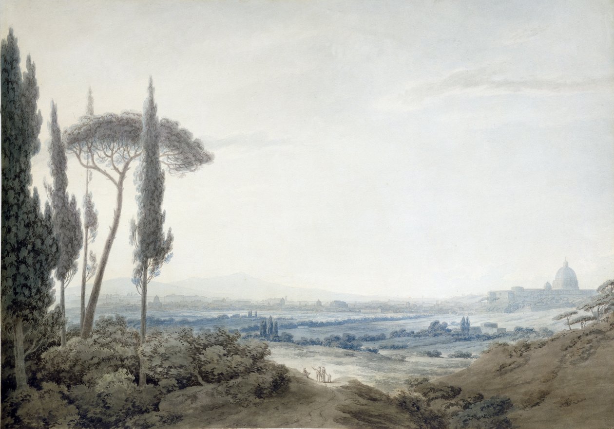 Roma fra Villa Mellini (akvarell) av John Robert Cozens