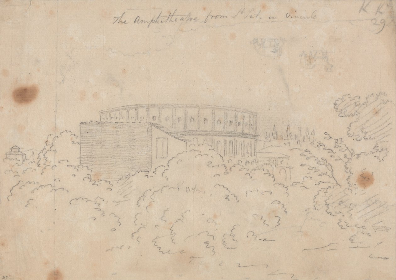 Amfiteateret sett fra S. Pietro i Vinculo av John Robert Cozens