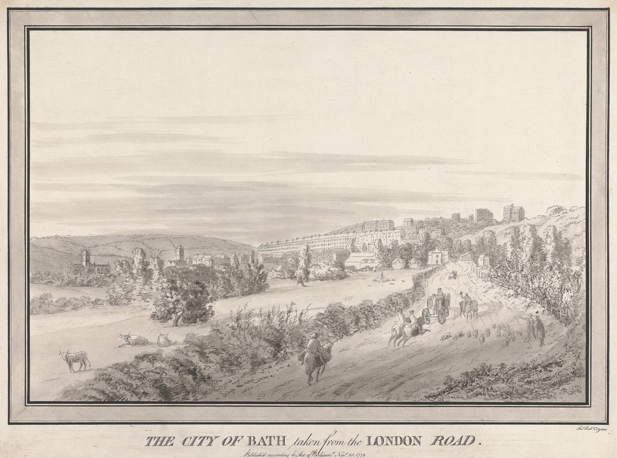 City of Bath tatt fra London Road av John Robert Cozens