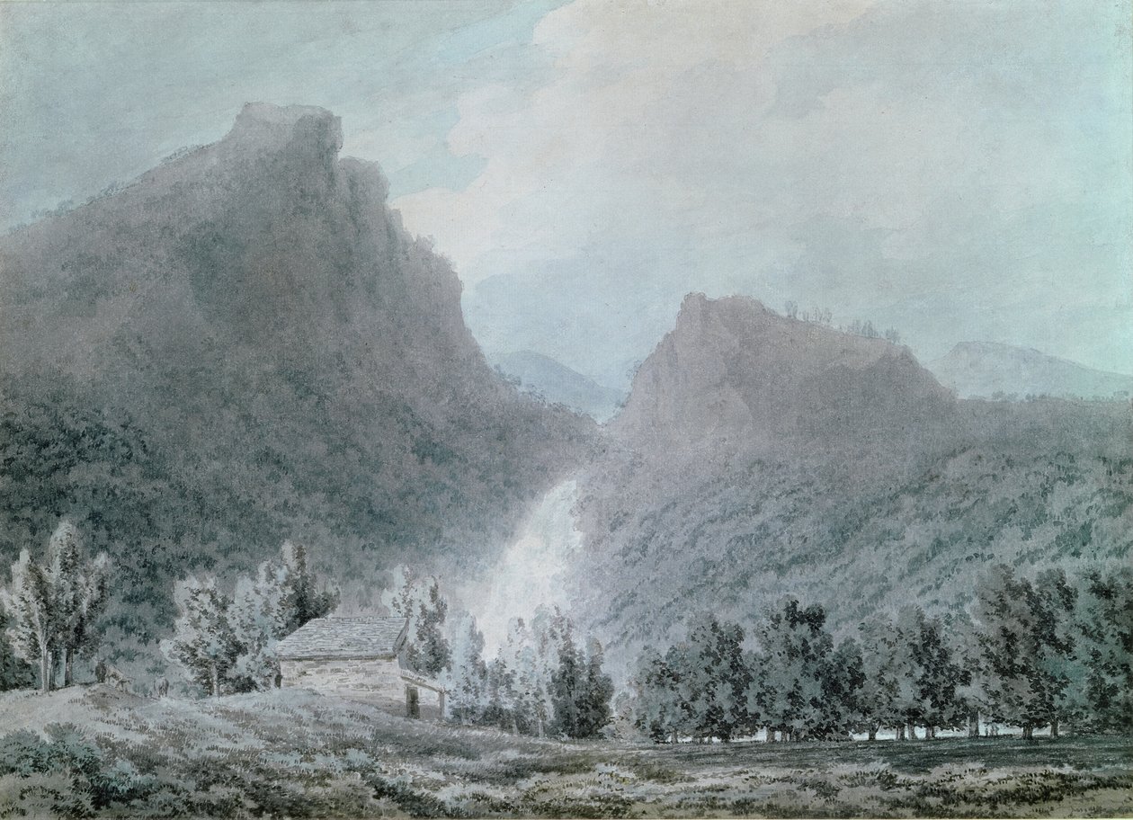 The Falls of Lodore (wc på papir) av John Robert Cozens
