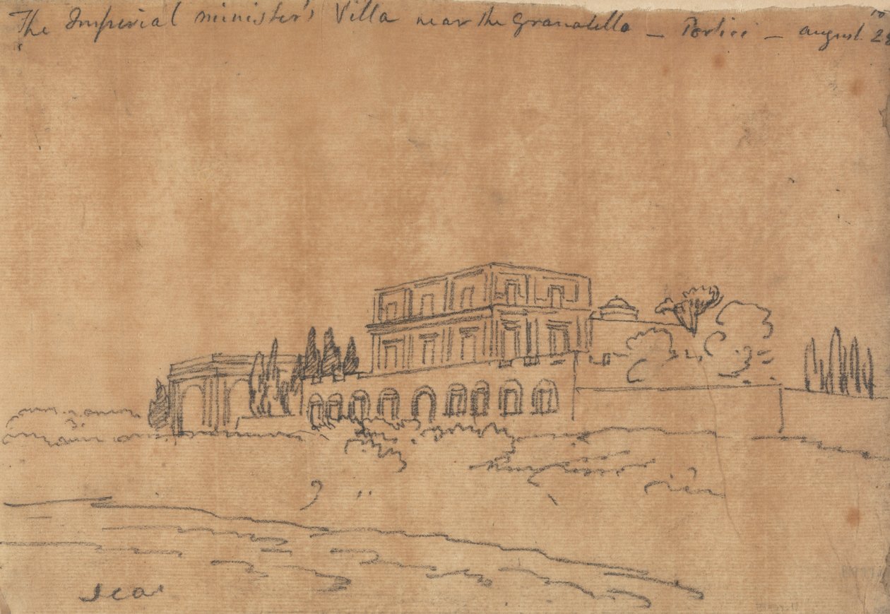 Den keiserlige ministerens villa nær Granabello, Portici, 28. august av John Robert Cozens