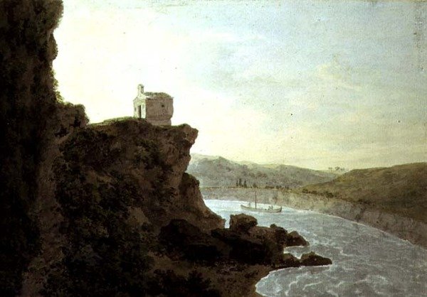 Utsikt over Tiberen nær Ponte Molle, tre mil fra Roma av John Robert Cozens