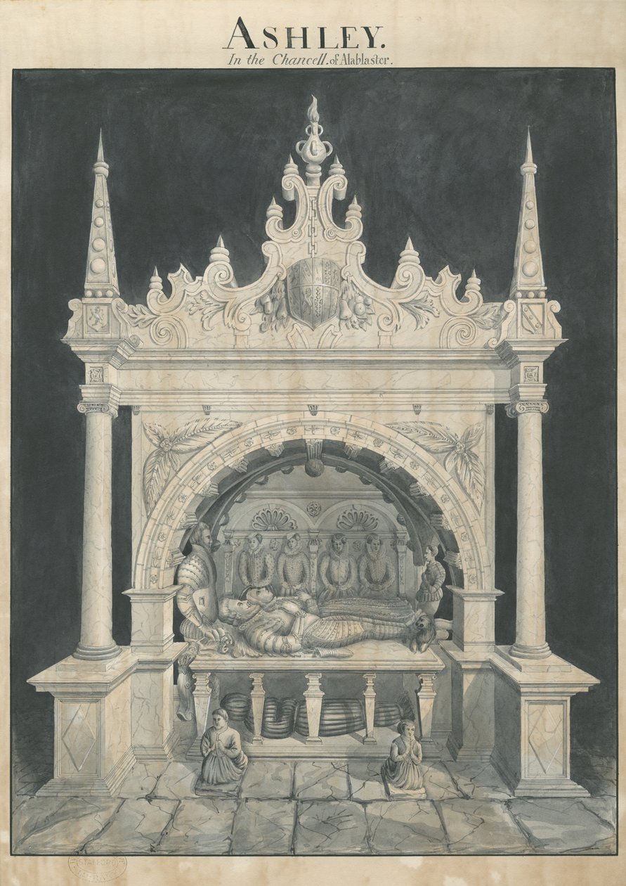 Ashley Church - Ashley Tomb: penn og vask tegning, nd [?19th cent] (tegning) av John Robert Fernyhough