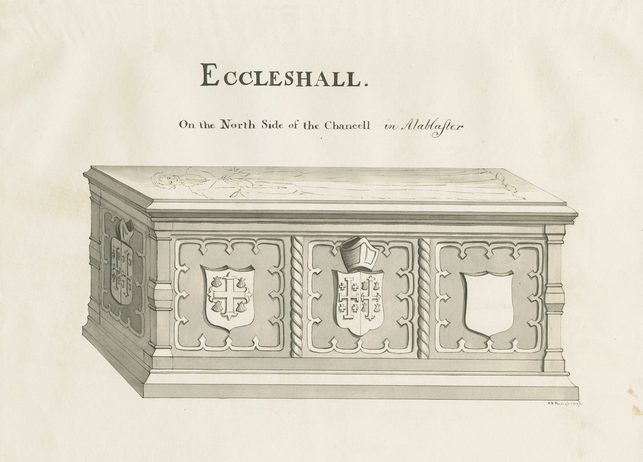Eccleshall - Biskop Sampsons grav: penn- og vasketegning, nd [1800-tallet] (tegning) av John Robert Fernyhough